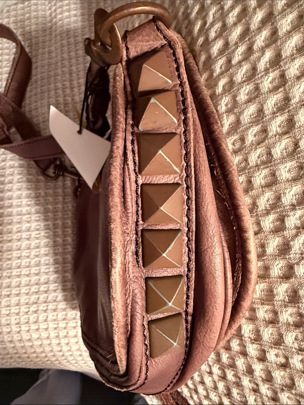 Liebeskind Taupe Brown Leather Crossbody with Pyramid Studs. NWT. - Picture 4 of 8